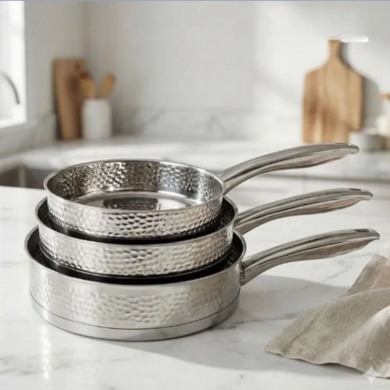 Lot de 3 Poêles Martelé 20,22,24cm