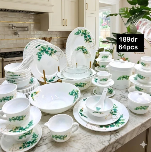 Service de Table en Verre 64 Pièces
